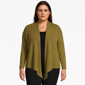 Eileen Fisher Mohair Cashmere Open Front Web Knit Cardigan‎ Size XL